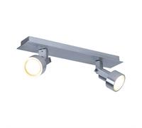 Plafonnier spot 2 lampes, plafonnier orientable 2 spots chrome, 2x LED 3,2W 240Lm blanc chaud, LxPxH 34x7x14 cm