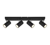 Plafonnier Spot 4 flammes Spot plafond noir Plafonnier salon moderne, spot orientable, métal, 4x GU10, LxPxH 56x6x12