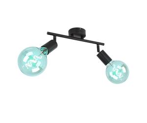 Plafonnier spot à 2 flammes, plafonnier orientable spot noir, métal, télécommande dimmable, 2x LED RVB 8,5W 806Lm blanc chaud, LxPxH 30x8x15,5 cm