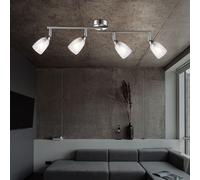 Plafonnier, lampe de salon, barre de spots, plafonnier chromé, salle à manger, spots en verre mobiles au design Crackle, 4x LED 3W 250lm 3000K, LxH 60x 14 cm