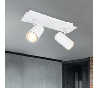 Plafonnier Spot Barre De Spots Lampe De Salon Blanche 2 Flammes Réglable