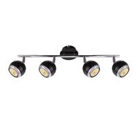 Plafonnier, spot, barre de spots, lampe de salon, spot de plafond, spots 4 flammes, mobile, métal chromé noir, 4x GU10, LxH 55x15cm