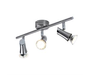 Plafonnier spot barre plafonnier avec spots orientables 3 feux spot plafond, métal chrome nickel mat, 3x GU10 LED blanc chaud, LxH 39x11,5cm, salon