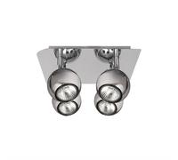 Plafonnier Spot Dali Chrome 4xgu10 Avec Ampoules Halogènes (25x25x14cm)