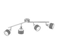 Plafonnier Spot de chambre à coucher 4 flammes, réglable, acier, gris chrome, 4x E14 douilles, LxlxH 85x20,2x9 cm