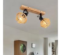 Plafonnier spot de plafond 2 ampoules salon plafonnier aspect bois clair