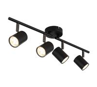 Plafonnier, spot de plafond, noir, orientable, pivotant, 4 lumières, L 54 cm