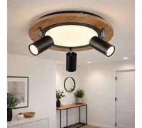 Plafonnier Spot Deckenstrahler Globo 3xGU10 1xLED, 3 Niveaux, Bois Noir, LED