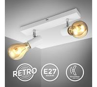 B.K.Licht Plafonnier/applique murale, spot bar design rétro, 2 spots orientables & pivotants, luminaire plafond vintage blanc, douilles E27, 60 Watt max, ampoules non fournies