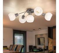 Plafonnier Spot En Verre Blanc À Rayures Et Boules E27 69Cm