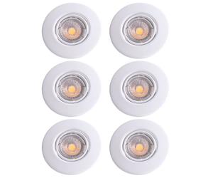 Plafonnier spot encastrable Plafonnier LED spot encastrable rond, spot orientable blanc, 3W 230lm blanc chaud, D 10,8 cm, lot de 6