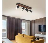 Plafonnier Spot Lampe Bar En Bois Noir GU10 Spots Mobile 4-Flammes