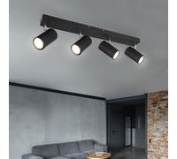 Plafonnier spot 4 flammes spot de plafond noir plafonnier LED salon moderne, spots orientables, métal, 4x 4,5W 4x 400lm blanc chaud, LxPxH 56x6x12