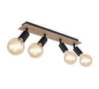 Plafonnier Spot lampe de salle à manger lampe de salon lampe de couloir, métal bois brun noir, 4 flammes spots mobiles, L 49 cm