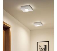 Plafonnier Plafonnier LED blanc Lampe de salon Variateur à 3 niveaux, métal argenté, 1x LED 4W 360Lm blanc chaud, LxlxH 17x17x4 cm, lot de 2
