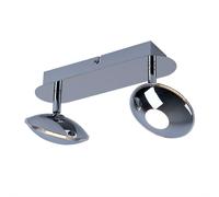 Plafonnier spot lampe plafonnier salon lumière, 2 spots flammes orientables, chrome satiné, 2x LED 6W 350Lm 3200K, LxlxH 25x11x15cm