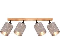 Plafonnier Spot Les Lumières Stofa,25 W,Ip20,Taupe,Métal-Bois-Tissu,Excl. 4X E27,65 X 13 X 19,5 Cm