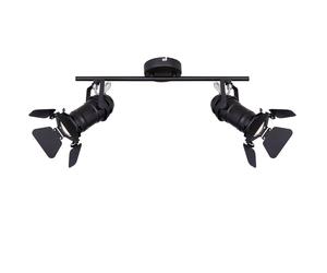 Plafonnier spot noir barre 2 spots plafonnier orientable set de film effet lumineux, métal, 2x douilles GU10, LxH 54x26,5 cm