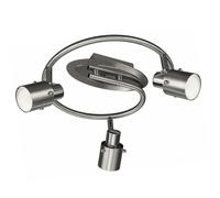 Spot plafonnier Spot rond plafonnier salon lumière chambre, acier chromé brossé 3 spots flamme, mobile, 3x douilles Gu10, DxA 30x13,5 cm