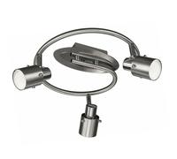 Spot plafonnier Spot rond plafonnier salon lumière chambre, acier chromé brossé 3 spots flamme, mobile, 3x douilles Gu10, DxA 30x13,5 cm