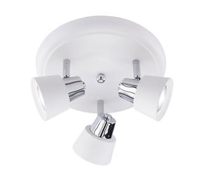 Plafonnier spot roundel chambre plafonnier spot, 3-agneau, spots réglables, métal, blanc argent, rond, 3x douilles GU10, DxH 25x15 cm