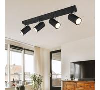 Spot de plafond Plafonnier Spot 4 flammes noir Plafonnier salon moderne, spot orientable, métal, 4x GU10, LxPxH 56x6x12
