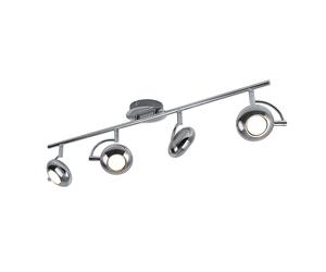 Plafonnier Spotleiste chrome LED Plafonnier salon avec spots orientables, 4x GU10 5W, 4x 350lm 3000K, LxH 70x11 cm