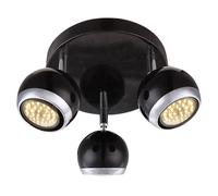 Plafonnier spots plafonnier chrome noir spot de plafond 3 flammes, spots orientables, 3x LED 3W 250lm, PxH 18 x 13 cm
