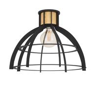 Plafonnier STILLINGTON E27 1X40W en acier et bois noir et marron D415mm