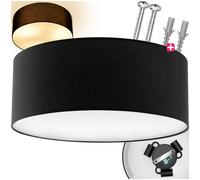 Plafonnier structure en acier 40 W avec abat-jour en textile aspect lin