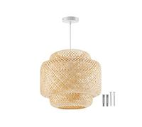 tectake® Suspension luminaire Lampe Bohème Abat jour en Bambou Plafonnier salon, salle à manger, cuisine, dressing Éclairage de plafond style Boho Luminaires intérieur Plafonnier Salle de bain
