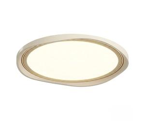 Plafonnier Style Rétro Moderne Du Milieu Du Siècle, Crème Française, Blanc Crème Et Marron, Forme Ronde Ondulée Organique, Acrylique Et Métal, Plafond, Montage Encastré Pour Chambre, Salon, Cuisine (4