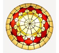 Plafonnier Style Tiffany 12/16/20 Pouces en Verre teinté, Montage encastré Rond, Style Vintage E27, luminaire décoratif pour Salon, Chambre, Salle à Manger, Couloir, Cuisine, Ø 29 cm x 40 cm (Ø 29 cm