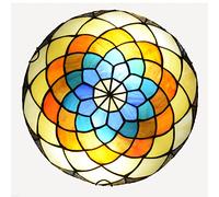 Plafonnier Style Tiffany 12/16/20 Pouces en vitrail Rond encastré, Lampes Vintage E27 décoratives pour Salon, Chambre à Coucher, Salle à Manger, Couloir, Cuisine (Dx29 40 cm, Dx21 40 cm)