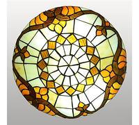 Plafonnier Style Tiffany encastré 12/16/20 Pouces, Lampes Rondes en vitrail, lustres décoratifs Vintage E27 pour Salon, Chambre à Coucher, Salle à Manger, Couloir, Cuisine (Dimensions : 38 x 40 cm, 4