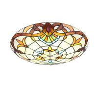 Plafonnier Style Tiffany Victorien,Rétro Vitrail Lampe de Plafond en Vitrail, Semi-Encastré, Motif Floral, E27, pour chambre, salle à manger, entrée, salon et cuisine (D:30CM)