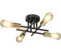 Plafonnier, style vintage, 4 ou 6 sources lumineuses, PAS d'ampoule, 4 têtes dorées
