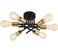 Plafonnier, style vintage, 4 ou 6 sources lumineuses, PAS d'ampoule, 6 têtes dorées
