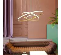 Plafonnier Suspendu 60 W à intensité Variable, 3 Anneaux, éclairage de Table, Salle à Manger, créatif, placage, Art, Chambre à Coucher, décoration, Salon, 60 + 40 + 20 (doré)