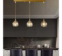 Plafonnier Suspendu à 3 lumières en Laiton doré, Lustre Spoutnik en Cristal, luminaire Suspendu linéaire Moderne pour Chambre à Coucher, Salon, Salle à Manger, îlot de Cuisine, Changement pour Le me