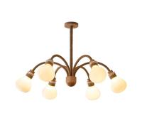 Plafonnier Suspendu À 5 Ou 6 Lumières En Corde de Chanvre E14, Style Vintage, Luminaire Décoratif En Verre, Idéal Pour Un Restaurant, Un Hôtel, Un Salon, Une Salle À Manger Ou Une Cuisine./6 Lumières