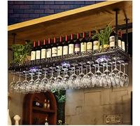 Plafonnier suspendu à vin avec un néon porte-vin en verre en métal Métal Contexte de bouteille de vin Décoration en verre de vin Vintage Affichage de rangement à vin pour bars Cafe Restaurants Kitch