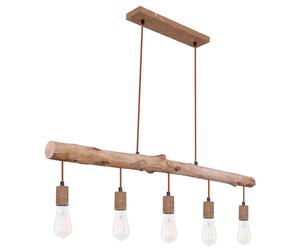 Plafonnier suspendu de style Vintage, couleur rouille, avec poutre en bois, réglable en hauteur, pour salon, Globo 15327-5N