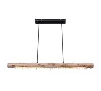 Plafonnier suspendu en bois avec décor de cristal Poutre en bois Lampe à suspendre de style rustique, 1x LED 15 watts 980 lumens blanc chaud, LxlxH 100x8x150cm, salon salle à manger