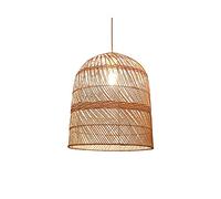 Plafonnier Suspendu en Forme de Cage Lampe à Suspension Minimaliste Nordique Lustre à dôme tissé en rotin Luminaires de Couloir de Cuisine Luminaire d'intérieur en Osier fabriqué à la Main