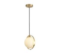 Plafonnier Suspendu en Laiton, 1 Ampoule Globe en Verre avec Anneau en métal, réglable et Moderne, pour Chambre, Salon et Salle à Manger