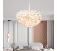 Plafonnier Suspendu en Plumes Style Nordique, luminaire pour Chambre de Fille, Chambre d'enfant, Blanc