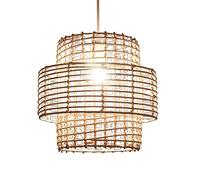 Plafonnier Suspendu en rotin Fait Main, Style rétro, en Bambou, Abat-Jour Industriel en Osier, Lampe Suspendue en Bambou Naturel tissé, E26/27, pour Restaurant, Salon, café, Ferme