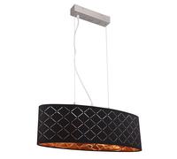 Plafonnier suspendu Lampe à suspendre table à manger Lampe plafond suspendu salon, 3 flammes estampées, métal textile noir or, 3x LED 7W 806Lm 2700K, LxlxH 65x25x140cm