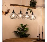Plafonnier Suspendu Lampe Cage Noir Ess Chambre Bois Bâton Vintage